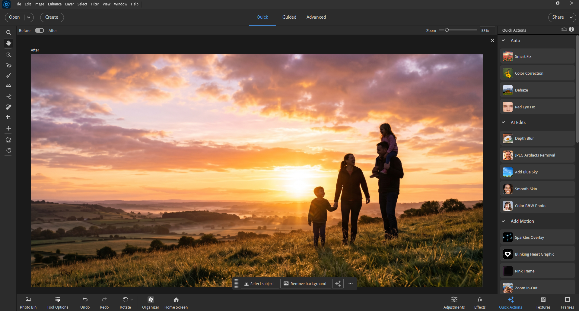 Photoshop Elements Quick Mode preview
